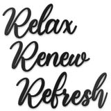 Vivegate Relax Yenileme Yenileme İşareti Metal Duvar Dekoru - 50 cm x 40 cm 3 Parça Siyah Modern Güzel Rahatlayın Yenileme Yenileme Çiftlik Evi Metal Duvar Tabelaları Her Odaya Asmak için Duvar Sanatı Dekoru