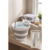 Vivenda Katlanır Silikon Kova ve Maşrapa Seti 12 Litre Yer Kaplamayan Kamp Banyo Ev Bahçe Kovası