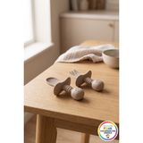 Vivenda Silikon Bebek Alıştırma Kaşık Çatal Seti Kaymaz Tutuşlu Ek Gıda Mama Beslenme Seti 2 Parça - Çok Renkli