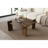 Vivense Afrolli Dekoratif Ceviz Desen Orta Sehpa, Ceviz - 70 cm x 70 cm x 35 cm