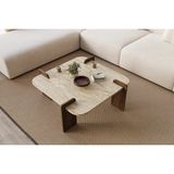 Vivense Afrolli Dekoratif Ceviz Desen Orta Sehpa, Iskandinav Bohem - 70 cm x 70 cm x 35 cm