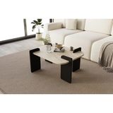 Vivense Afrolli Dekoratif Mermer Desen Orta Sehpa, Siyah - 60 cm x 35 cm x 120 cm