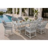 Vivense Ahlat Maxi Minderli Bahçe Balkon Teras Yemek Takımı, Gri, 6 Kişilik - 160 cm x 90 cm x 75 cm