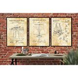 Vivense Ahşap Çerçeveli Vintage Tablo Seti, Boat, 50x70