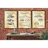 Vivense Ahşap Çerçeveli Vintage Tablo Seti, Car, 50x70