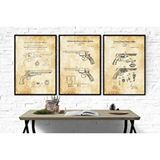 Vivense Ahşap Çerçeveli Vintage Tablo Seti, Guns 1, 50x70