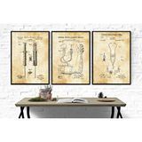 Vivense Ahşap Çerçeveli Vintage Tablo Seti, Medical, 50x70