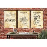 Vivense Ahşap Çerçeveli Vintage Tablo Seti, Motor, 50x70