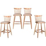 Vivense Aldo Natural Ahşap Bar Sandalyesi, 4 Adet - Naturel - 43 cm x 43 cm x 101 cm