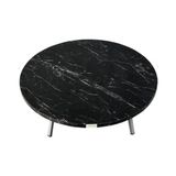 Vivense Alesta Siyah Desenli Katlanabilir Yer Sofrası, 90 cm Çap, 21 cm Yükseklik - 90 cm x 90 cm x 5 cm