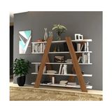 Vivense Aleyna Dekoratif Kitaplık, 5 Raflı, Beyaz Meşe - 120 cm x 25 cm x 165 cm - Abanoz