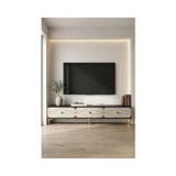 Vivense Alfa Tv Sehpası Antrasit Traverten Gold 180 cm TSA1897ATG - 180 cm x 29.6 cm x 40.6 cm