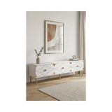 Vivense Alfa Tv Sehpası Beyaz Gold 180 cm TSA1897BG - 180 cm x 29.6 cm x 40.6 cm