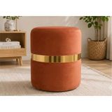 Vivense Alora Gold Şeritli Silindir Puf, Kiremit - 40 cm x 40 cm x 45 cm