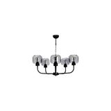 Vivense Apollo Beşli Eskitme Füme Camlı Avize - 80 cm x 1 cm x 80 cm - Şeffaf