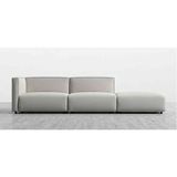 Vivense Ares Sol Köşeli Üçlü Koltuk, Gri - Siyah - 280 cm x 90 cm x 68 cm