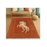 Vivense At Figürlü Vintage Kirmizi Desenli Hali, Etnik Kilim Dokuma Taban Hali, 327 Yng, 120x180 Cm Çok Renkli