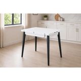 Vivense Avanos Ahşap Ayaklı Katlanır Kanatlı Mdf Mutfak Masası, Beyaz Siyah - 60X90 (90X120)