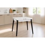 Vivense Avanos Ahşap Katlanır Kanatlı Mdf Mutfak Masası, Beyaz Siyah - 70X70 (70X140)