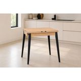 Vivense Avanos Ahşap Katlanır Kanatlı Mdf Mutfak Masası, Naturel Siyah - 70X70 (70X140)