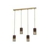Vivense Avonnı Av 60265 4ey Eskitme Kaplama Modern Avize E27 Metal Ahşap 80X9 cm - 80 cm x 9 cm x 110 cm - Eskitme Pirinç