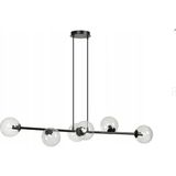 Vivense Başak Altılı Şeffaf Camlı Avize Siyah Kasalı - 110 cm x 35 cm x 100 cm