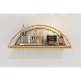 Vivense Bino Elips Masif Ağaç Paslanmaz Dekoratif Mutfak Banyo Rafı, Gold - 41 cm x 15 cm x 17 cm
