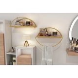 Vivense Bino Elips Masif Ağaç Paslanmaz Dekoratif Mutfak Banyo Rafı, Ikili Set, Gold - 41 cm x 15 cm x 17 cm