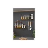 Vivense Bino Gold Metal Baharatlik Mutfak Banyo Rafi, İkili Set Altın