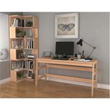 Vivense Bohem Ahşap Köşe Kitaplık ve Çalışma Masası Takımı, Natural Renk - Abanoz - 150x60 cm