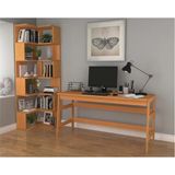 Vivense Bohem Ahşap Köşe Kitaplık ve Çalışma Masası Takımı, Tik Renk - Teak - 150x60 cm