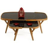 Vivense Butterfly Ikili Set Orta Sehpa, Meşe Siyah Mermer Tablalı - 61 cm x 121 cm x 43 cm