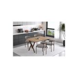 Vivense CALİNA KOYU KAHVERENGİ TEDDY SANDALYE MUTFAK MASA TAKIMI, KAHVE, 80X120 ANTRASİT GRİ
