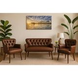 Vivense Chester Tarz Çay Seti Koltuk Takımı, Acı Kahve Deri - Koyu Kahverengi - 115 cm x 55 cm x 85 cm