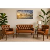 Vivense Chester Tarz Çay Seti Koltuk Takımı, Taba Deri - 115 cm x 55 cm x 85 cm