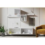 Vivense Consola Duvar Raflı, Çok Fonksiyonlu Salon Dolabı ve Konsol - 160 cm x 30 cm x 130 cm - Beyaz