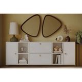 Vivense Consola Geniş 4 Kapaklı Asma Konsol, Çok Fonksiyonlu Duvar Dolabı KBR-KNS-1006 - 201 cm x 30 cm x 66 cm - Beyaz