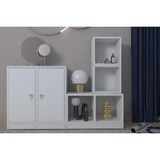 Vivense Consola Modüler Konsol Çift Kapaklı Dolap Açık Raf Düzeni, NRG-KNS-1020 - 133 cm x 30 cm x 108 cm - Beyaz