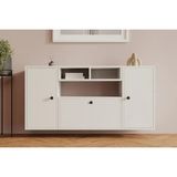Vivense Consola Vega Duvara Monte Fonksiyonel Çok Amaçlı Dekoratif 3 Kapaklı Konsol - 133 cm x 30 cm x 66 cm - Beyaz