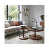 Vivense Cosmos Ikili Orta Sehpa, Ceviz Bronz Cam - 80 cm x 80 cm x 45 cm