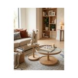Vivense Cosmos Ikili Orta Sehpa, Meşe Bronz Cam - 80 cm x 80 cm x 45 cm