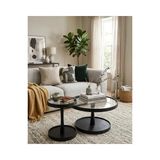 Vivense Cosmos Ikili Orta Sehpa, Siyah Bronz Cam - 80 cm x 80 cm x 45 cm
