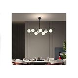 Vivense Designer Sekizli Siyah Kasali Sirali Avize, Beyaz Camli Siyah