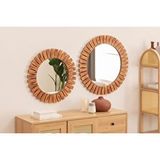 Vivense Dfn Wood Ikili Yuvarlak Dekoratif Duvar Aynası, 70X70 - Kahverengi