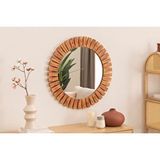 Vivense Dfn Wood Yuvarlak Dekoratif Duvar Aynası, 90X90 - Kahverengi