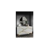 Vivense Diamond Şifonyer ve Ayna, Krem Gold, 3 Çekmeceli