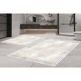 Vivense Dijital Baskı, Kaymaz Taban Ikili Banyo Paspası 100X60 + 60X50 cm RVG5-0442 - Krem - 60 cm x 100 cm x 1 cm