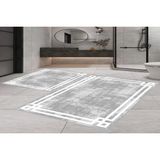 Vivense Dijital Baskı, Kaymaz Taban Ikili Banyo Paspası 100X60 + 60X50 cm RVG5-0495 - Gri - 60 cm x 100 cm x 1 cm