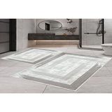 Vivense Dijital Baski, Kaymaz Taban İkili Banyo Paspasi 100x60 + 60x50 Cm Rvg5-0752 Gri