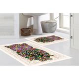 Vivense Dijital Baskı, Kaymaz Taban Ikili Banyo Paspası 100X60 + 60X50 cm RVG5-1302 - Ekru - 60 cm x 100 cm x 1 cm